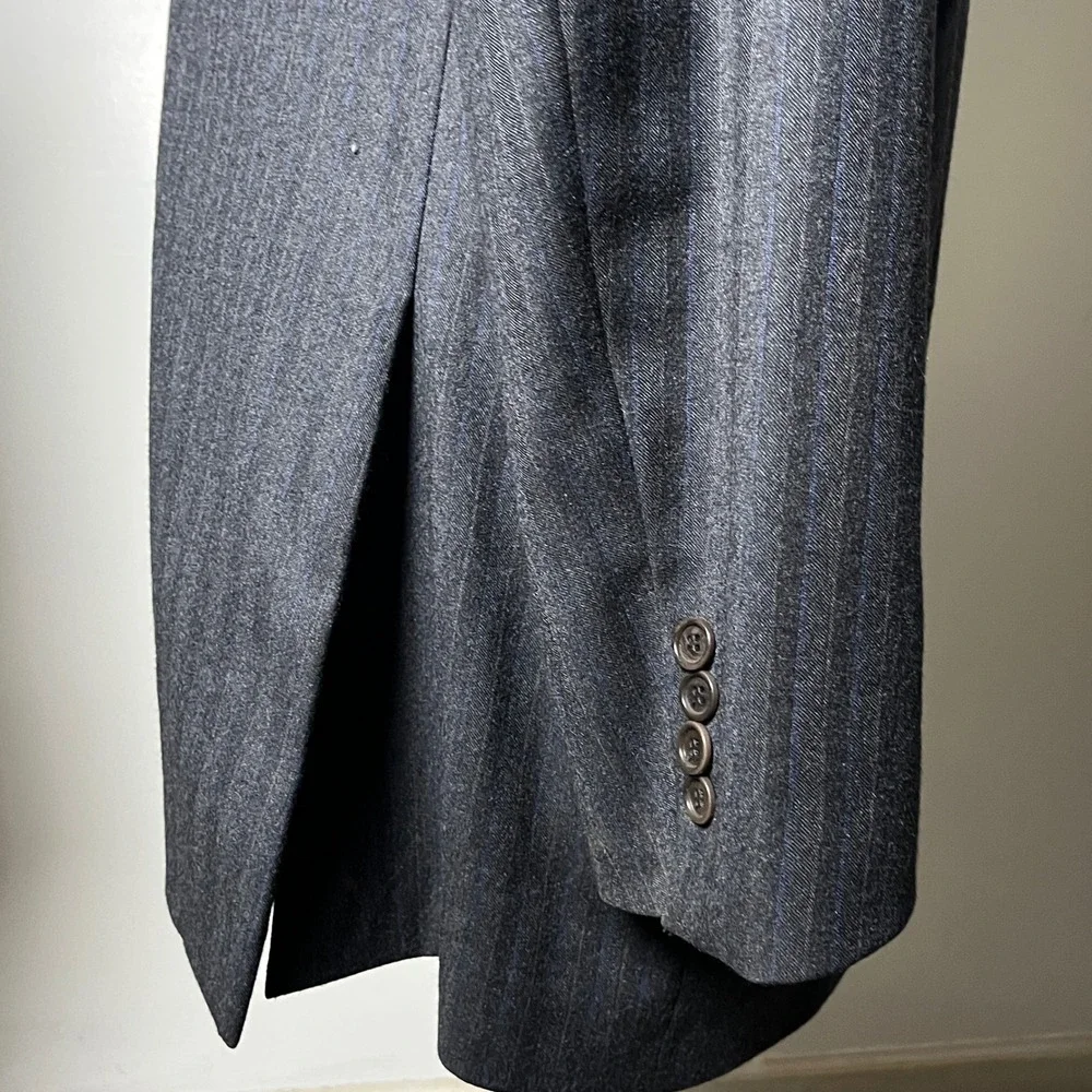 Brooks Brothers Suit Mens 42L W35 Charcoal Grey Pinstripe 3-Button Wool USA